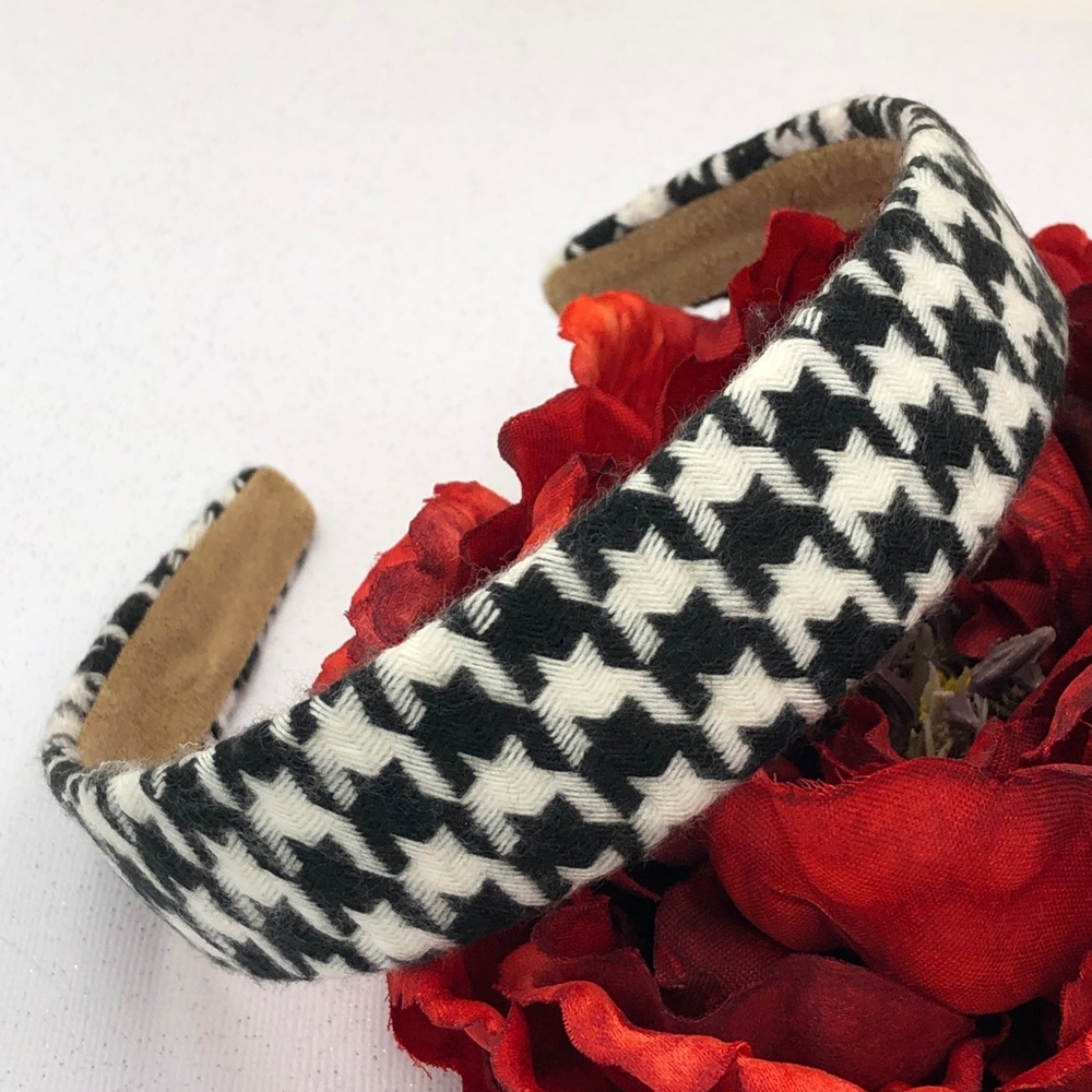 🌼 Black & White Houndstooth Wide Headband